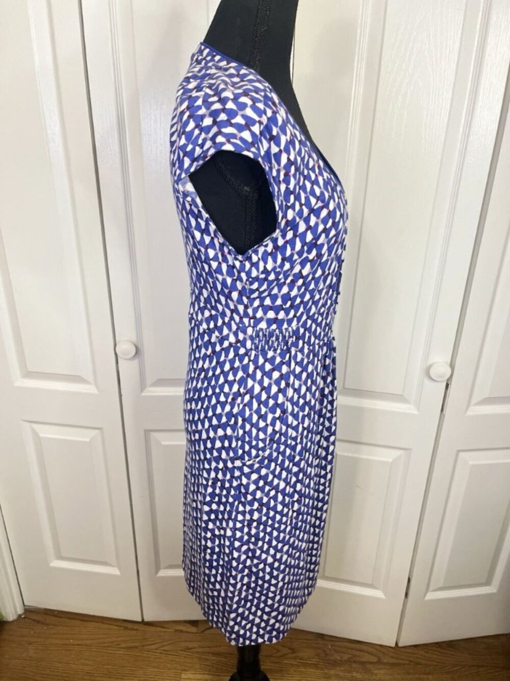Boden Jersey Margot Sz 8R Dress Pockets Geometric Cap Minimimalist Quiet Luxury - Picture 6 of 11